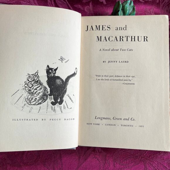 1951 James and Macarthur A Novel About Two Cats by Jenny Laird. First Edition - Picture 3 of 12